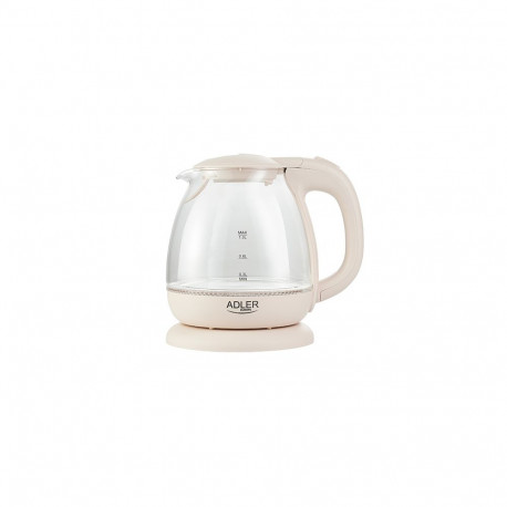 Adler | Kettle | AD 1283C | Electric | 900 W | 1 L | Glass | 360° rotational base | Cream