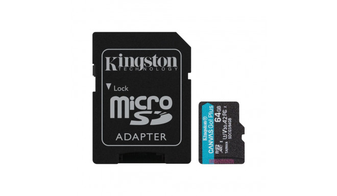 Kingston | microSD | Canvas Go! Plus | 64 GB | MicroSD | Flash memory class 10 | SD Adapter