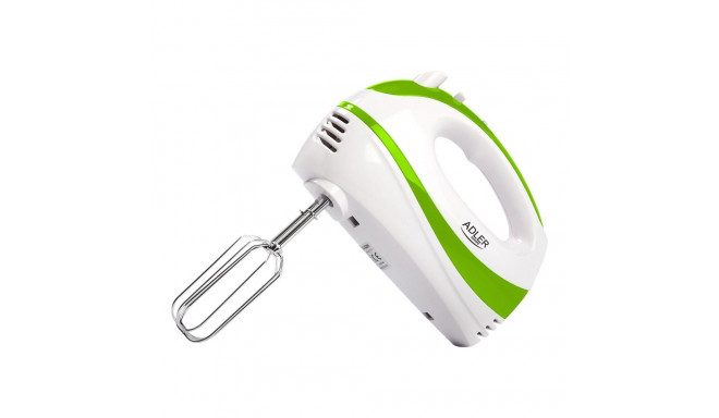 Adler | Mixer | AD 4205 g | Hand Mixer | 300 W | Number of speeds 5 | Turbo mode | White/Green