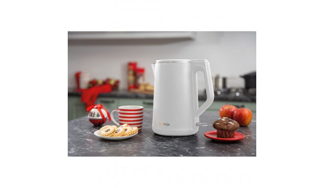 Gorenje | Kettle | K15DWW | Electric | 2200 W | 1.5 L | Plastic + metal | 360° rotational base | Whi