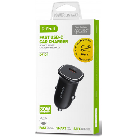 D-Fruit car charger 30W USB-C + USB-C cable DF104