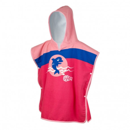 Children's hooded towel BECO Sealife 4 pink L