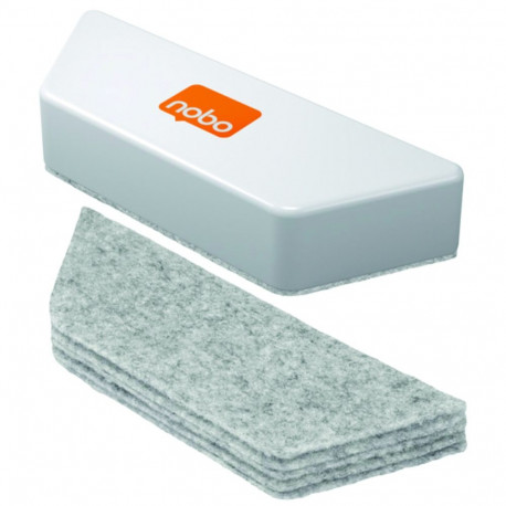 Tahvlipuhastaja magnetiga NOBO valge vahetatavate viltpatjadega