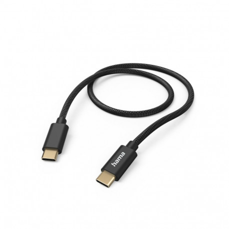USB-kaabel USB-C USB-C 1.5m Hama tekstiilkattega, must, voolutugevus kuni 3A, andmevahetuskiirus usb