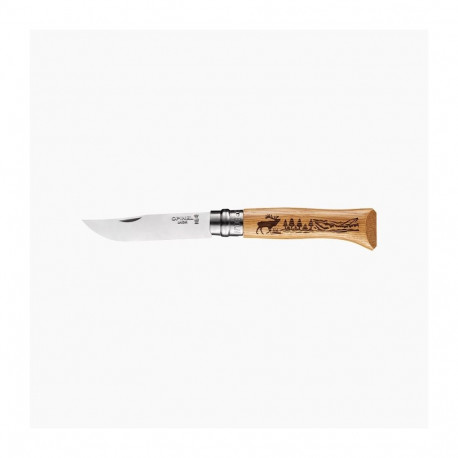 Opinel N°08 roostevabast terasest tamme loom hirv