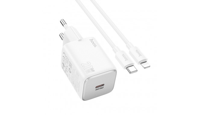 Phone charger Hoco USB C QC PD 20W + cable USB C to Lightning N40 white