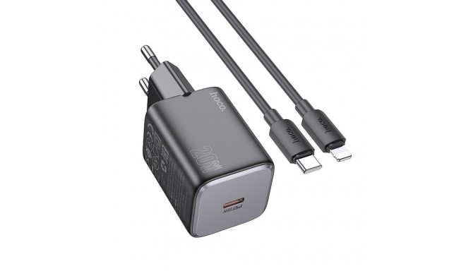 Phone charger Hoco USB C QC PD 20W + cable USB C to Lightning N40 black