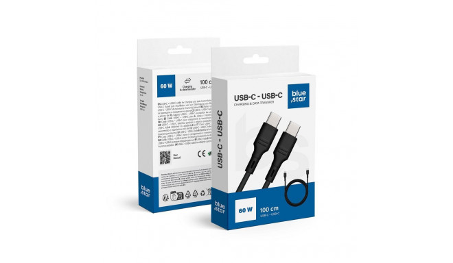 Cable USB C to USB C Blue Star 3A 60W 1 m DC-001CC3.0 black