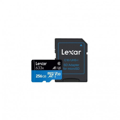 Lexar High-Performance 633x UHS-I micro SDXC, 256 GB, Class 10, U3, V30, A1, 45 MB/s, 100 MB/s