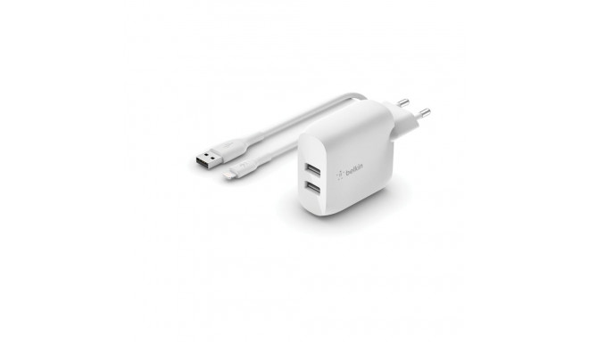 Wall Charger + MFI Certified Lightning Cable Belkin WCD001VF1MWH White 24 W