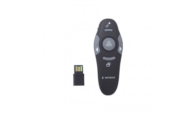 Gembird | Wireless presenter with laser pointer | WP-L-01 | Black | Depth 25 mm | Height 105 mm | Re