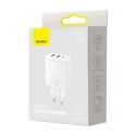 Baseus Kompaktní rychlá nabíječka 2x USB / USB Typ C 30W 3A Power Delivery Quick Charge bílá (CCXJ-E