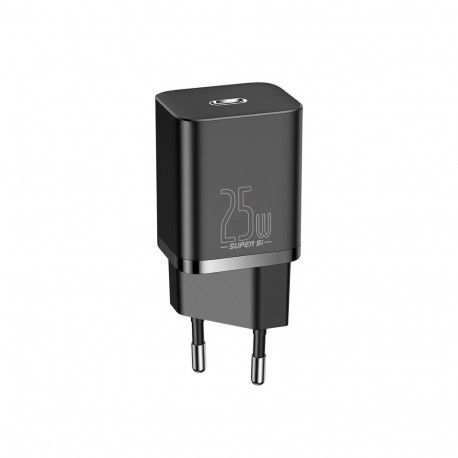 Wall Quick Charger Super Si 25W USB-C QC3.0 PD with USB-C 1m Cable, Black