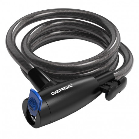Zapięcie rowerowe Gerda linka, korpus okrągły, czarne Flex 1500/12T