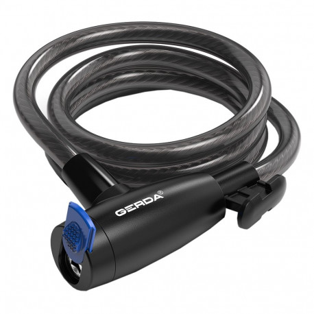 Zapięcie rowerowe Gerda linka, korpus okrągły, osłona klucza czarna Flex 1500/10T