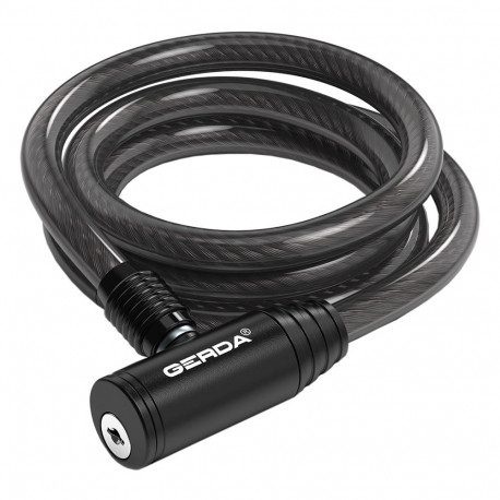 Zapięcie rowerowe Gerda linka, korpus okrągły, czarne Flex 1000/8K