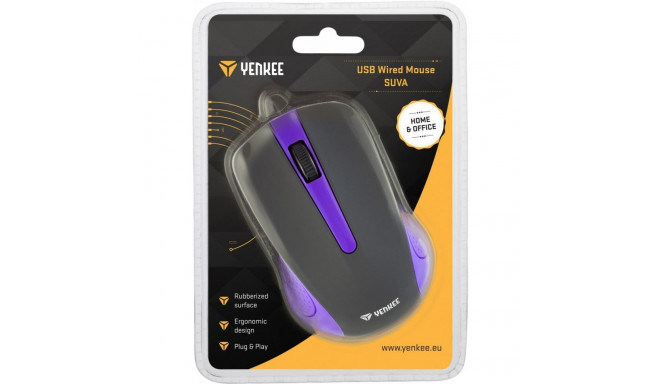 USB wired mouse, 3 buttons, rubberized surface