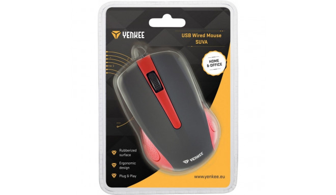 3-Button USB Wired Optical Mouse with Rubberized Grip