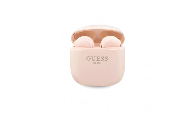 Guess Classic EST Logo TWS Bluetooth headphones + docking station - pink