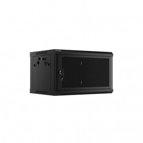 RACK CABINET 19" WALL-MOUNT 6U/600X450 WITH PERFORATED DOOR BLACK LANBERG (FLAT PACK)