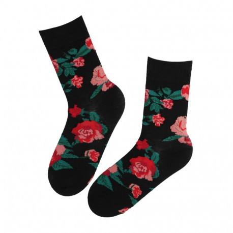 SOKISAHTEL ROSES punaste roosidega puuvillased sokid