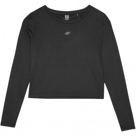 Koszulka damska longsleeve 4F F218 głęboka czerń 4FWSS24TFLOF218 20S XS