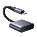 2-in-1 Audio adapter Joyroom SY-L02 Lightning to Double Lightning (black)