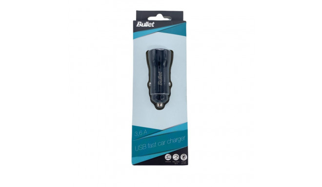 - BULLET USB Car Charger Q3.0 + Type C 2.4A Black