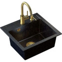 Steiner ART JOHNNY 110 sink (50x47x18.5) Steingran Art Gold Black Pearl with manual siphon, Naomi ta