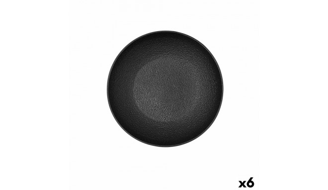 Deep Plate Bidasoa Fosil White Black Ceramic 21 x 21 x 4,7 cm (6 Units)