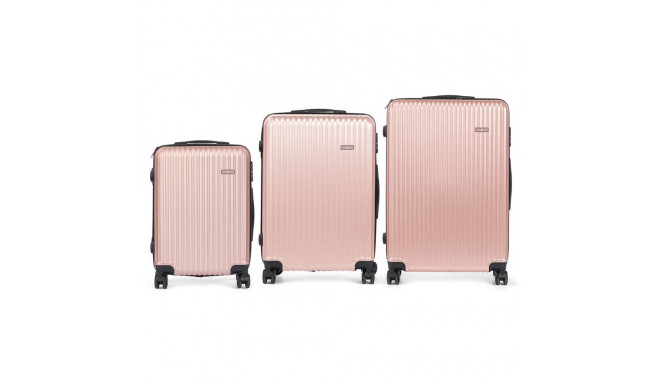 Set of suitcases HT-017R-3 HT-017R-3 Pink Stripes 3 Pieces