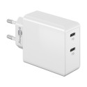 USB laadija 2 x USB-C PD, 36W, 100 - 240V, valge
