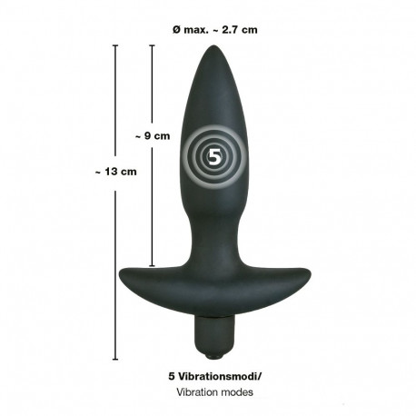 Korek analny silikonowy z 5 poziomami wibracji Black Velvets