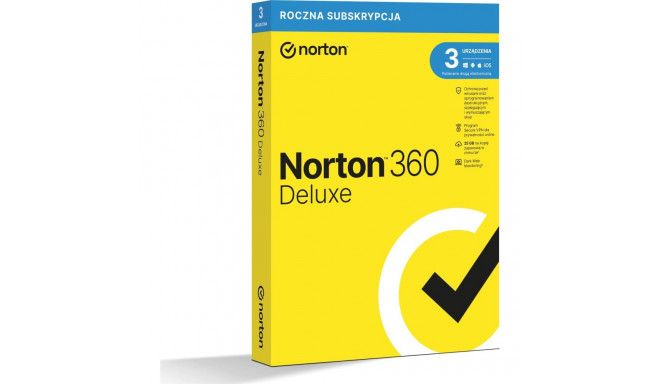 Norton 360 Deluxe BOX PL 3-seade üheaastane litsents