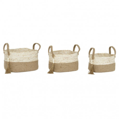 Basket set Home ESPRIT Natural Light brown Jute Corn fiber Modern 41 x 30 x 33 cm 3 Pieces