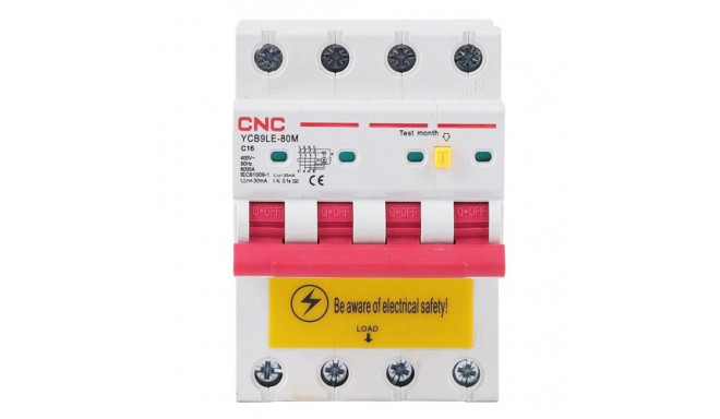 Residual Current Breaker with Over-Current, 4P, 16A, class C, 30mA, 6kA