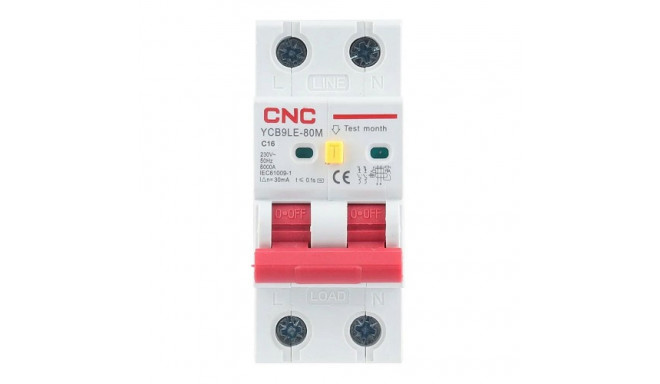 Residual Current Breaker with Over-Current 2P, 16A, class C, 30mA, 6kA