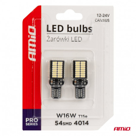 LED pirnid canbus T15e W16W 54*4014 SMD valge 12/24V