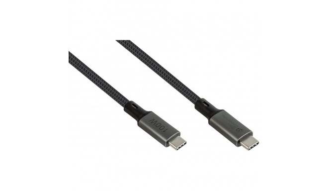 "GoodConnections USB-C 4.0 (ST-ST) 0,5m Anschlusskabel Textilmantel 100W 8K 30Hz Anthrazit"