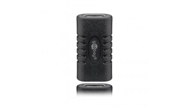 Adapter USB-C (F) - USB-C (F), plastik, must