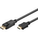 DisplayPort - HDMI kaabel 3.0m, 4K 3840x2160@30Hz, must (sign suund DP > HDMI)