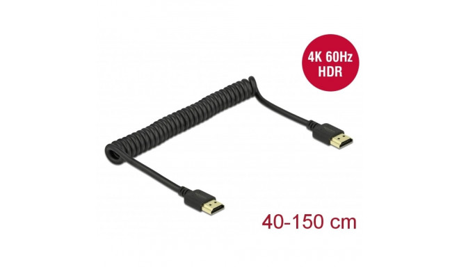 HDMI kaabel 0.4m - 1.5m 4K@60Hz, spiraal, must