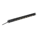 DIGITUS 48,3cm 19inch Outlet stripe aluminium 8x Schuko black 16A 4000W In 1x Schuko incl.metal moun