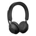 JABRA Evolve2 65 UC Stereo Headset on-ear Bluetooth wireless USB-A noise isolating black