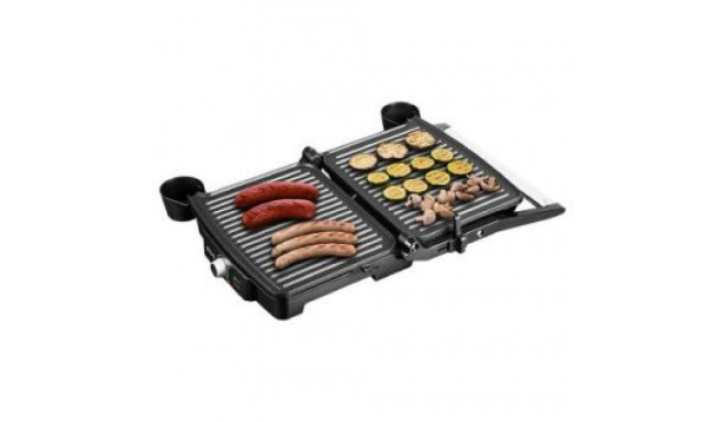 ECG ECG ECGKG100 Contact grill, 2000W, 3 working positions - for scalloping, grilling and BBQ, Inox 