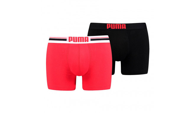 Bokserki męskie Puma Placed Logo Boxer 2P czerwone, czarne 906519 07 M