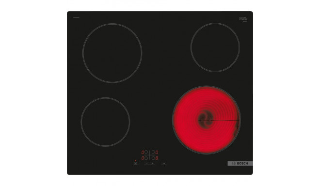 Bosch Hob | PKE61RBA2E | Electric | Number of burners/cooking zones 4 | Touch | Timer | Black