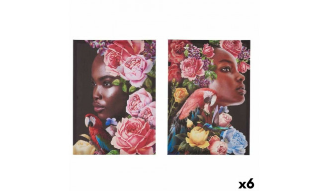Set of 2 pictures Canvas Lady Tropical 70 x 50 x 1,5 cm (6 Units)