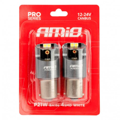Led pirn 2tk canbus P21W 4X3030SMD valge 12/24V