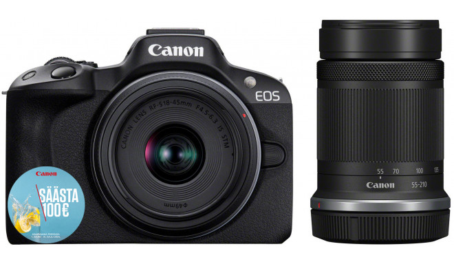 Canon EOS R50 + 18-45 мм + 55-210 мм, черный